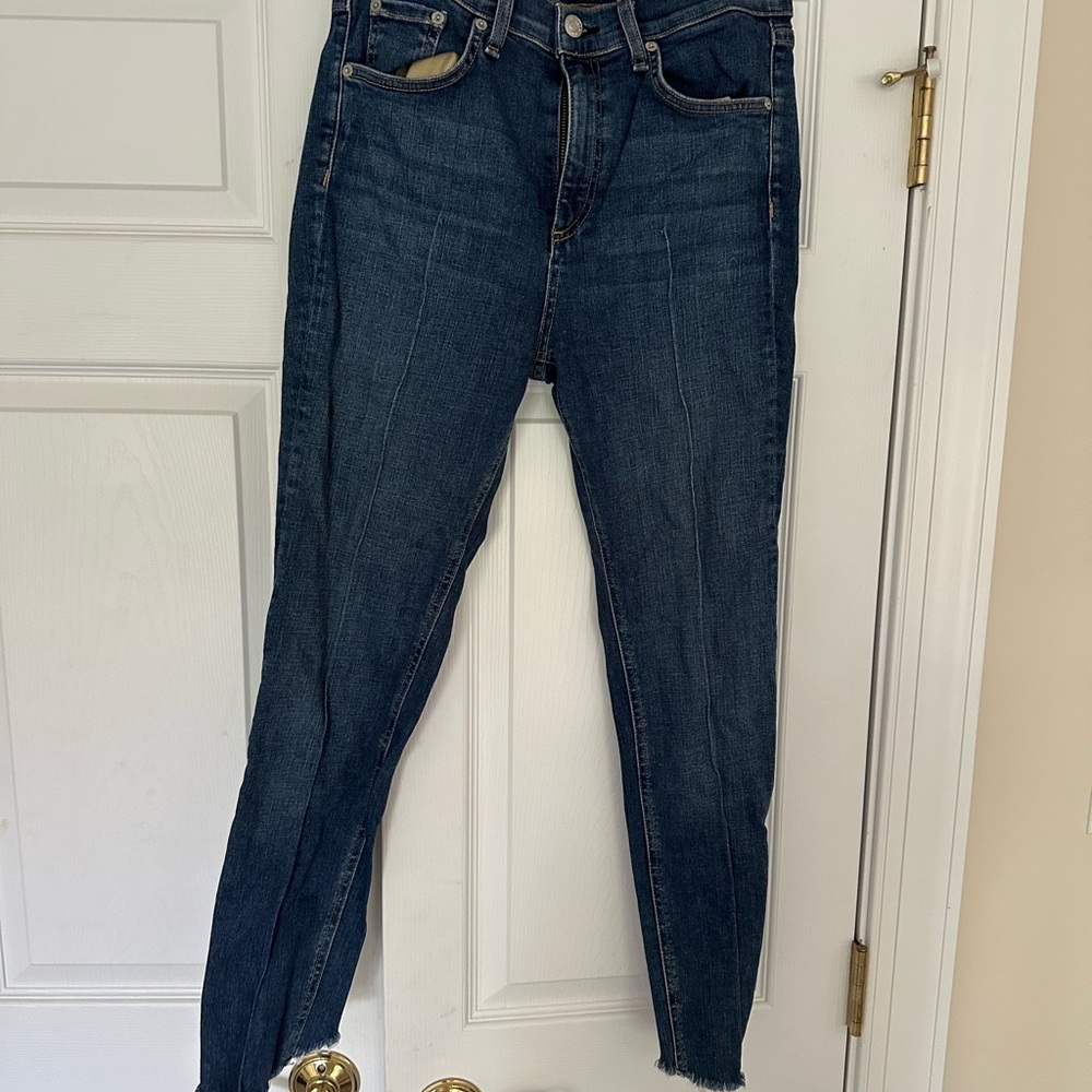 rag & bone Blue Ankle Cropped Jeans